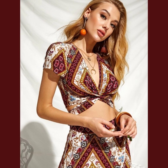 🆕Sexy Bohemian Gypsy Maxi Split Spring Skirt Set - Picture 2 of 8